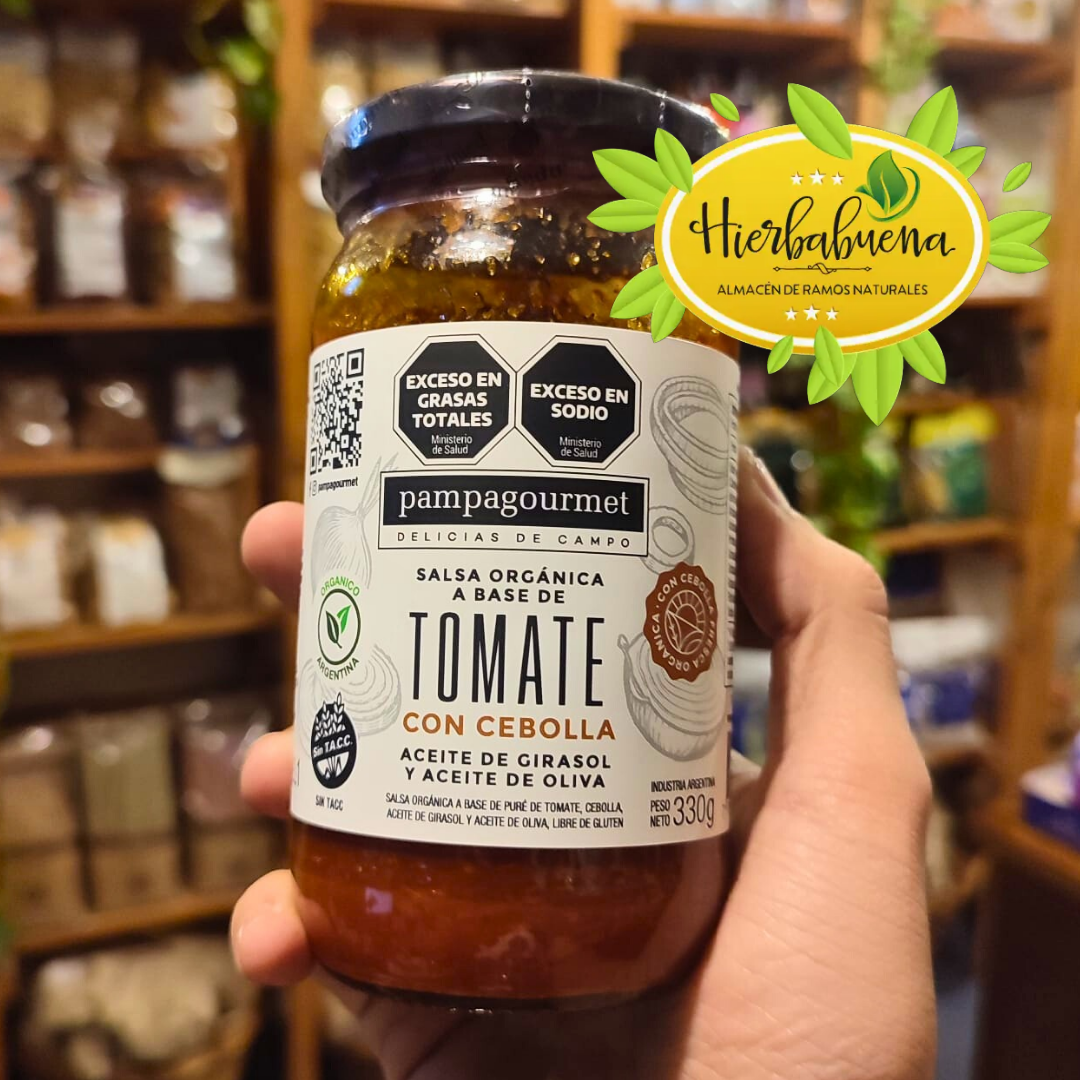 SALSA ORGANICA DE TOMATE CON CEBOLLA 330 GR. PAMPAGOURMET