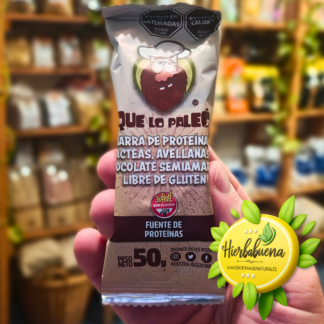 BARRA DE PROTEINAS C//AVELLANAS, CHOC. Y SEMILLAS 50 GR. QUE LO PALEO