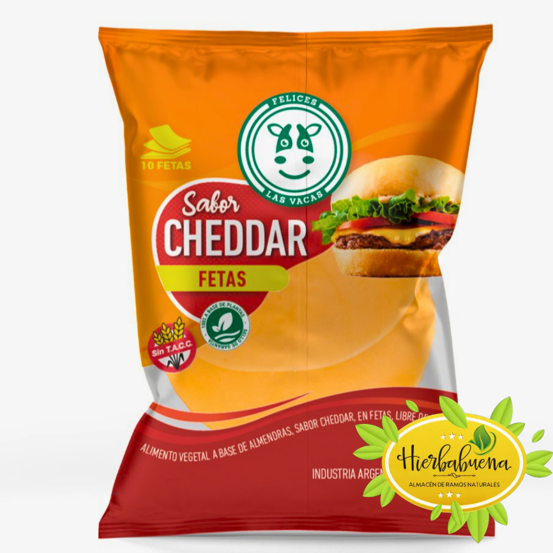 FETAS QUESO SABOR CHEDDAR 200 GR. FELICES LAS VACAS