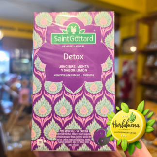 TE DETOX (JENGIBRE, MENTA Y SABOR LIMON CON HIBISCUS Y CURCUMA) 20 SAQ. SAINT GOTTARD
