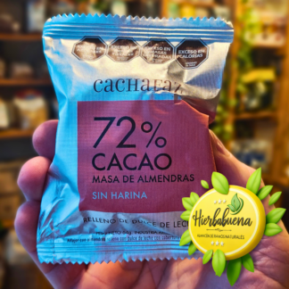 ALFAJOR CHOC. 72% CACAO MASA ALMENDRA 64 GR. CACHAFAZ